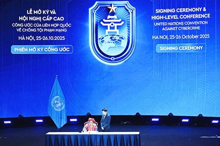 Tổng Thư ký Liên hợp quốc Antonio Guterres phát biểu tại Lễ mở ký Công ước Liên hợp quốc về chống tội phạm mạng, ngày 25/10/2025.