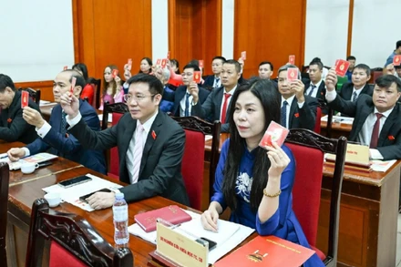 Đại hội Đảng bộ cơ quan Ban Tổ chức Trung ương biểu quyết thống nhất cao với phương hướng, nhiệm vụ trong giai đoạn mới. (Ảnh DUY LINH)