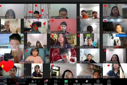 Giờ học trực tuyến của Trường trung học cơ sở Giảng Võ (phường Giảng Võ, Hà Nội).