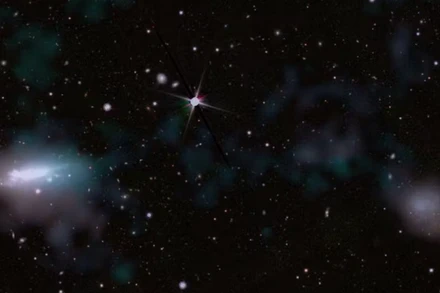 Hình ảnh tổng hợp cho thấy một "cầu nối" khí khuếch tán nối liền hai thiên hà lùn. (Nguồn: Viện Perimeter)