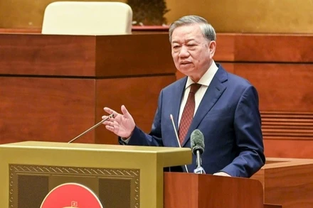 Tổng Bí thư Tô Lâm phát biểu chỉ đạo Hội nghị toàn quốc quán triệt, triển khai thực hiện Nghị quyết Hội nghị Trung ương 11, khóa XIII. (Ảnh: DUY LINH)