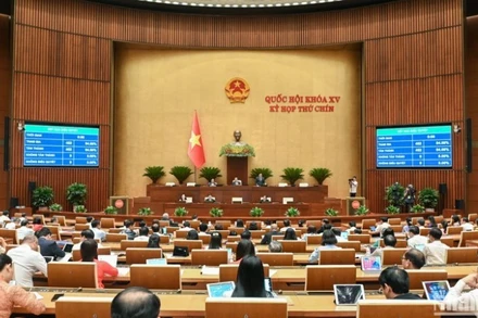 Kết quả biểu quyết thông qua Nghị quyết của Quốc hội về việc sửa đổi, bổ sung một số điều của Hiến pháp năm 2013. (Ảnh: THỦY NGUYÊN)