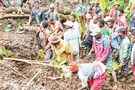 Hiện trường vụ lở đất ở Ethiopia.