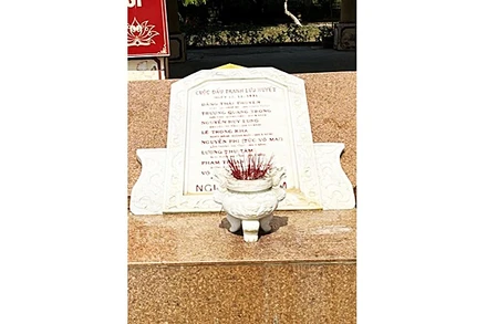 Bia tưởng niệm các chiến sĩ đã hy sinh trong cuộc đấu tranh lưu huyết tại Nhà ngục Kon Tum ngày 12/12/1931. Ảnh tư liệu