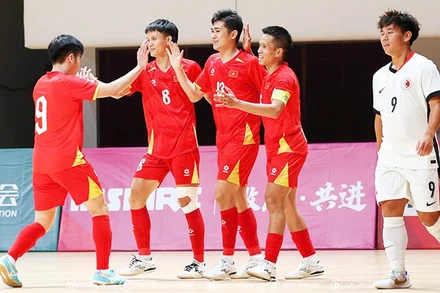 Đội tuyển futsal Việt Nam có trận thắng đậm trước đội tuyển Hồng Kông (Trung Quốc). Ảnh: VFF