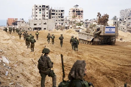 Quân đội Israel tại Dải Gaza. Ảnh: AP