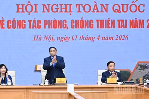 Thủ tướng Chính phủ Phạm Minh Chính chủ trì Hội nghị toàn quốc về công tác phòng, chống thiên tai năm 2026. (Ảnh TRẦN HẢI)