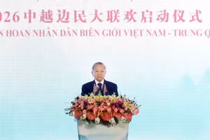 Tổng Bí thư, Chủ tịch nước Tô Lâm phát biểu tại Lễ khai mạc Liên hoan nhân dân biên giới Việt-Trung. (Ảnh: Thống Nhất/TTXVN)