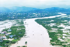 Nâng cao hiệu quả quan trắc giảm thiệt hại từ thời tiết cực đoan. Trong ảnh: Lũ lụt trên sông Lục Nam (Bắc Ninh).