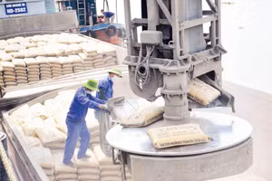 Xuất xi-măng tại Công ty Vicem Hoàng Thạch. (Ảnh: MINH THÀNH)