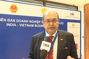Ông Ajoykaant Ruia, Chủ tịch Phòng Thương mại và Công nghiệp Ấn Độ-Việt Nam (IVCCI). (Ảnh: Ngọc Thúy/PV TTXVN tại New Delhi)