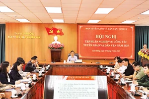 Hội nghị tập huấn nghiệp vụ công tác do Ban Tuyên giáo và Dân vận Tỉnh ủy Lâm Đồng tổ chức. (Ảnh: TUẤN HƯƠNG)