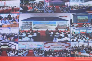 Lễ khánh thành, khởi công các dự án, công trình chào mừng kỷ niệm 80 năm Quốc khánh nước Cộng hòa xã hội chủ nghĩa Việt Nam (2/9/1945-2/9/2025) được kết nối trực tuyến tới các điểm cầu có dự án khánh thành, khởi công trên cả nước, ngày 19/8/2025. (Ảnh: TRẦN HẢI)