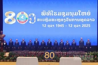 Lãnh đạo Đảng, Nhà nước Lào tại lễ kỷ niệm 80 năm Ngày truyền thống ngành Ngoại giao Lào. (Ảnh: DUY TOÀN)