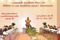 Quang cảnh Hội nghị lần thứ 12 Ban Chấp hành Trung ương Đảng Nhân dân Cách mạng Lào khóa XI. (Ảnh: Báo Pasaxon)