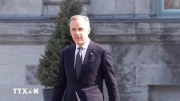 Thủ tướng Canada Mark Carney tại cuộc họp báo sau lễ tuyên thệ nhậm chức ở Ottawa, Canada, ngày 14/3/2025. (Ảnh: THX/TTXVN)