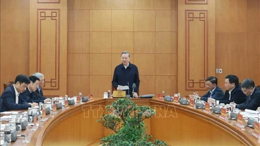 Tổng Bí thư Tô Lâm chủ trì họp Thường trực các Tiểu ban chuẩn bị Đại hội XIV của Đảng. (Ảnh: TTXVN) 