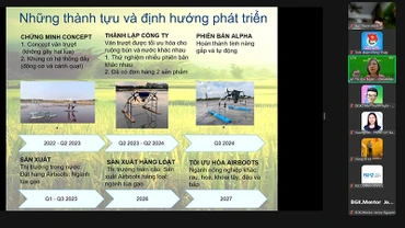 Các tác giả, nhóm tác giả thuyết trình dự án trực tuyến qua phần mềm Zoom tại vòng bán kết. (Ảnh: HỮU NGHĨA)