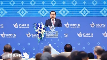 Chủ tịch Quốc hội Trần Thanh Mẫn phát biểu. (Ảnh: Doãn Tấn/TTXVN)