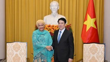 Chủ tịch nước Lương Cường tiếp Phó Tổng Thư ký Liên hợp quốc Amina Mohammed.