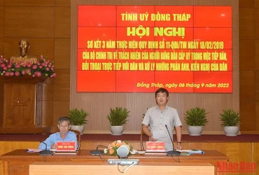 Bí thư Tỉnh ủy Đồng Tháp Lê Quốc Phong phát biểu kết luận hội nghị.