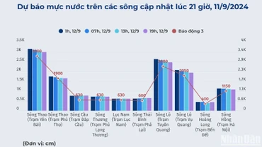 [Infographic] Dự báo mực nước trên các sông, cập nhật lúc 21 giờ ngày 11/9