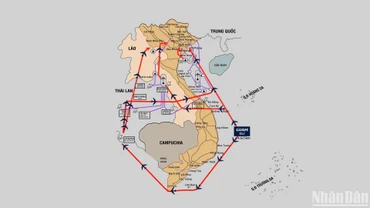 [Infographic] Đường bay của không quân Mỹ đánh phá miền bắc Việt Nam và Hà Nội tháng 12/1972