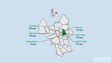 [Infographic] Người dân có thể thuê xe đạp công cộng tại những quận nào ở Hà Nội?
