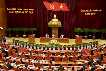Quang cảnh Phiên khai mạc Hội nghị Trung ương lần thứ chín, khóa XIII. (Ảnh: ĐĂNG KHOA)
