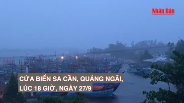 [Video] Mưa lớn tại cửa biển Sa Cần, Quảng Ngãi tối 27/9