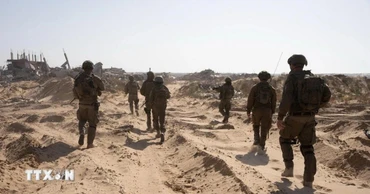 Binh sỹ Israel tiến hành chiến dịch quân sự tại Dải Gaza ngày 21/5/2025. (Ảnh: THX/TTXVN)