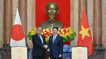 Chủ tịch nước Lương Cường tiếp Thủ tướng Nhật Bản Ishiba Shigeru. 