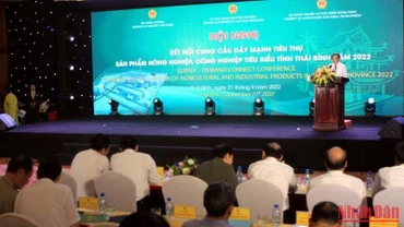 Quang cảnh Hội nghị kết nối cung cầu tiêu thụ sản phẩm công nghiệp, nông nghiệp cho tỉnh Thái Bình.