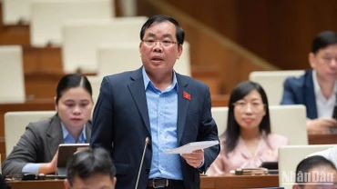 Đại biểu Quốc hội cho ý kiến về dự án Luật Đất đai (sửa đổi) tại hội nghị đại biểu hoạt động chuyên trách hồi tháng 4 vừa qua. (Ảnh: DUY LINH)