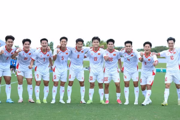 Niềm vui chiến thắng của U23 Việt Nam. (Ảnh: VFF)