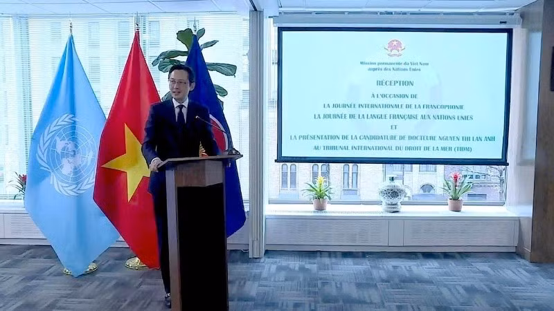 Đại sứ Đỗ Hùng Việt, Trưởng Phái đoàn thường trực Việt Nam tại Liên hợp quốc phát biểu tại sự kiện. (Ảnh do Phái đoàn thường trực Việt Nam tại Liên hợp quốc cung cấp)
