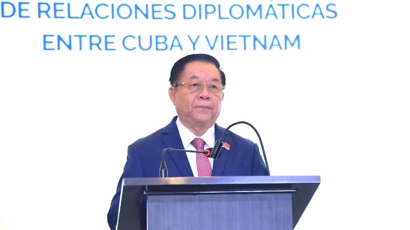 Đại tướng Nguyễn Trọng Nghĩa, Ủy viên Bộ Chính trị, Bí thư Trung ương Đảng, Chủ nhiệm Tổng cục Chính trị Quân đội nhân dân Việt Nam phát biểu tại lễ kỷ niệm. 