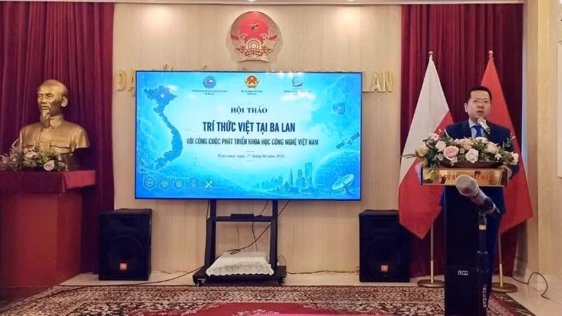 Đại sứ Hà Hoàng Hải phát biểu khai mạc Hội thảo. (Ảnh do Đại sứ quán Việt Nam tại Ba Lan cung cấp)