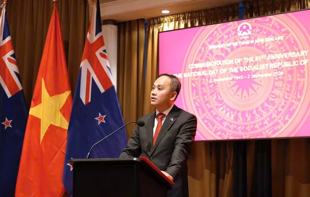 Đại sứ Việt Nam tại New Zealand Phan Minh Giang phát biểu tại sự kiện. (Ảnh: Đại sứ quán Việt Nam tại New Zealand cung cấp)