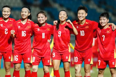 Đội tuyển nữ Việt Nam giành chiến thắng đậm đà trong ngày ra quân SEA Games 33. (Ảnh: Minh Dân)