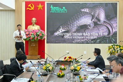 Đại diện dự án thuyết trình tại Vòng Chung kết Giải thưởng Hành động vì Cộng đồng - Human Act Prize 2025. (Ảnh: THỦY NGUYÊN)