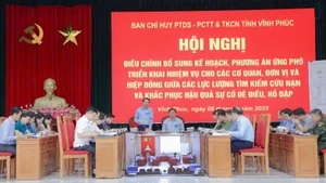 Ban Chỉ đạo diễn tập tỉnh Vĩnh Phúc tiến hành phần vận hành cơ chế. 