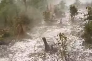 Trong 2 ngày 14 và 15/4, các trận mưa đá với cường độ lớn liên tiếp xảy ra tại địa bàn xã Tu Mơ Rông.