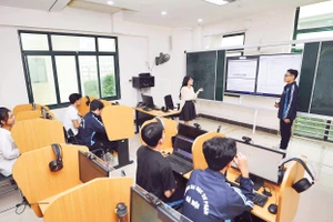 Giờ học của sinh viên Khoa Công nghệ thông tin, Trường đại học Sư phạm Hà Nội. (Ảnh: THANH TÙNG)