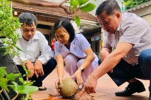 Cán bộ Y tế Trung tâm Kiểm soát bệnh tật (CDC) thành phố Hà Nội kiểm tra, giám sát công tác diệt bọ gậy tại cộng đồng để phòng, chống bệnh sốt xuất huyết.