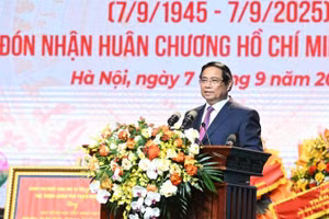 Thủ tướng Phạm Minh Chính phát biểu ý kiến tại Lễ kỷ niệm 80 năm Ngày thành lập Đài Tiếng nói Việt Nam. (Ảnh: TRẦN HẢI)