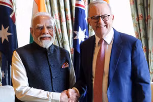 Thủ tướng Australia Anthony Albanese và Thủ tướng Ấn Độ Narendra Modi tại cuộc gặp ở Melbourne ngày 9/7/2026. (Ảnh: ANI/TTXVN)