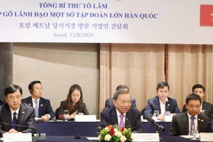 Tổng Bí thư Tô Lâm phát biểu tại buổi gặp. (Ảnh: THỐNG NHẤT/TTXVN)