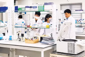 Nghiên cứu sản phẩm mới về công nghệ sinh học trong phòng thí nghiệm tại Viện Hàn lâm Khoa học và Công nghệ Việt Nam. (Ảnh: VÂN NGA)