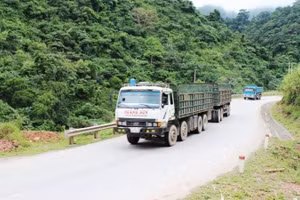 Một đoạn Quốc lộ 12A qua xã Dân Hóa, tỉnh Quảng Trị.